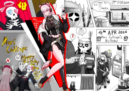 Calli, Happy 4th Birtthday!<br class="newline" />Even though we are still in the 1st half of 2024, we already heard a lot of good news from you. <br class="newline" />You may feel nervous and insecure about what the outcome of your project maybe. You just need to remember, we bear witness to all the great things you have done. You are doing great.<br class="newline" />Please continue to be yourself and remember to have courage plus your effort; it will bear the fruit of success. Remember…Deadbeatたちの心あなたに共にある､だから安心して、<br class="newline" />頭を上げて、自信を持って、<br class="newline" />Deadbeats たちはあなたの全てが大好きです<br /><br />Here is the gift that I prepared for you, as you have mentioned before in stream so may I present to you, Mori Calliope in Botan outfit, which I did make some adjustment.<br class="newline" /><a class="read-time" target="_blank" rel="noopener noreferrer" href="https://www.youtube.com/watch?v=SaobHKDZ8KI&t=3h55m34s">Read Timestamp</a>