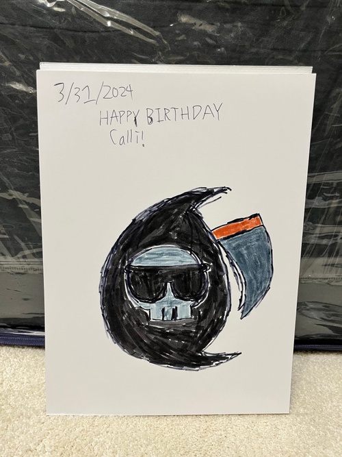 Happy Birthday Calli! I want to wish you a Happy 4th Birthday! We Dead Beats are proud of what you achieved and accomplished. <br class='newline' />You're such a great Oshi to have and I hope to attend more of your streams! For years I look forward to listening to your amazing music for many years and hopefully many more!<br class='newline' />A reminder that we'll always be here cheering for you, and we'll keep cheering you on. Thanks for inspiring us. Thank you for being with us these past years! Here's to many more years with you.<br class="newline" /><a class="read-time" target="_blank" rel="noopener noreferrer" href="https://www.youtube.com/watch?v=SaobHKDZ8KI&t=5h19m18s">Read Timestamp</a>